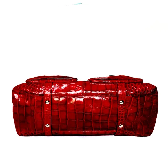 RARE/HTF LTD ED, XL COACH GARNET CROC EMBOSSED SATCHEL - Picture 5 of 6